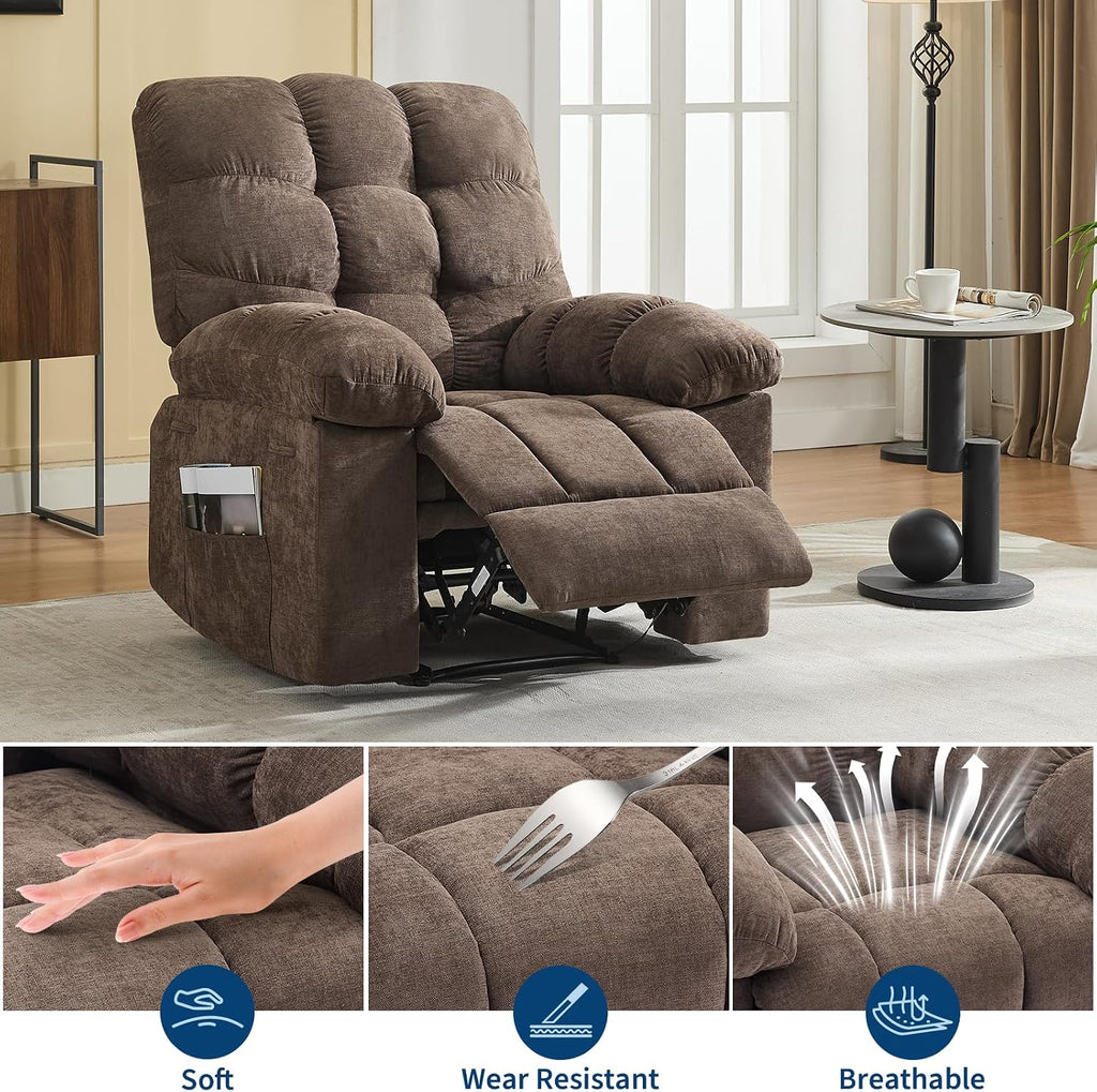 21.4in Wide Rocking Recliner Chair,Massage & Heat Recliner Chair for Adults,Home Theater Seating with Lumbar Support,Nursery Rocking Chairs for Living Room