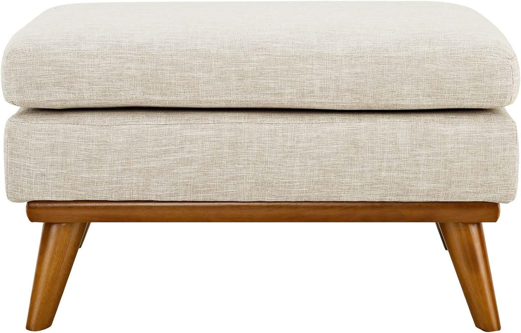 Modway Engage Mid-Century Modern Upholstered Fabric Ottoman in Beige