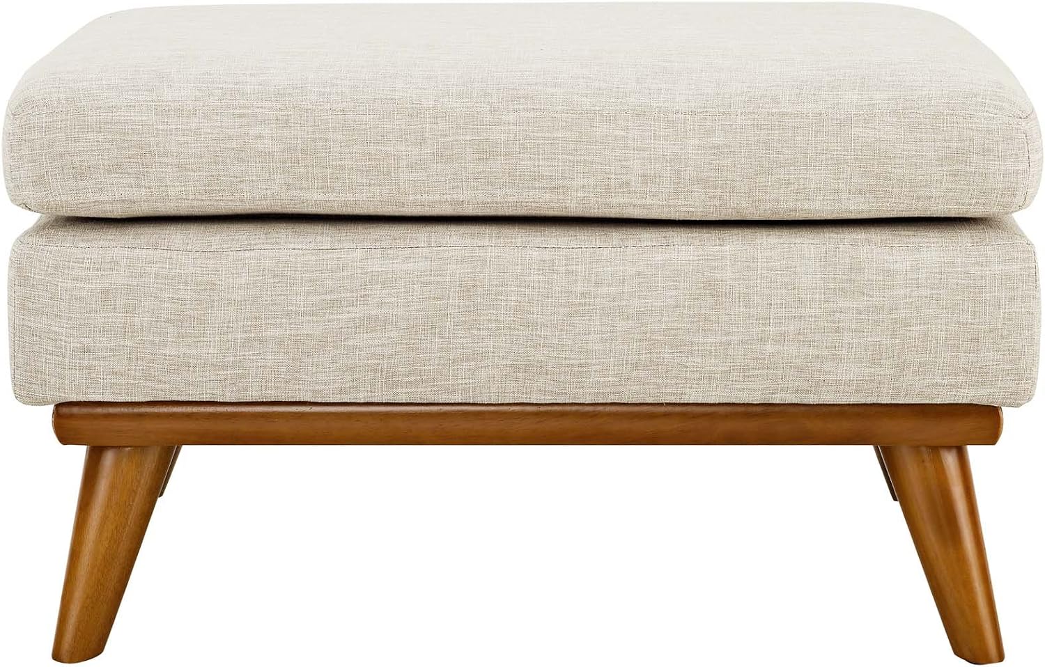 Modway Engage Mid-Century Modern Upholstered Fabric Ottoman in Beige