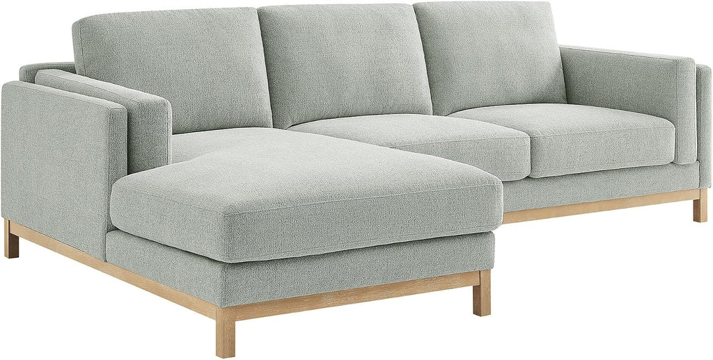 Modway Roscoe Left-Facing Sectional Sofa with Chaise in Mist - 2-Piece Mélange Chenille Fabric Deep Seat Couch, L Shaped Modular for Living Room or Lounge