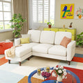 YESHOMY Couches for Living Room, Sofa with Movable Ottoman, Small Couch with Reversible Chaise and Side Pockets, L Shaped Couch for Small Space, Apartment (Linen Fabric, Beige)