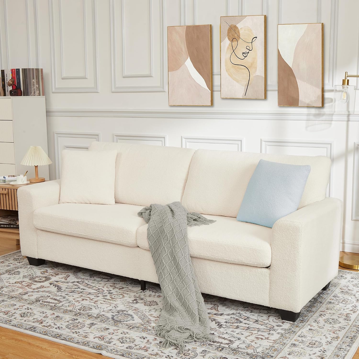 83 Inch Oversized Loveseat Sofa, Modern Corduroy 2 Seater Deep Seat Couch with Wide Armrest, Removable Washable Cushion Cover, Cozy Sofa for Living Room Bedroom Apartment