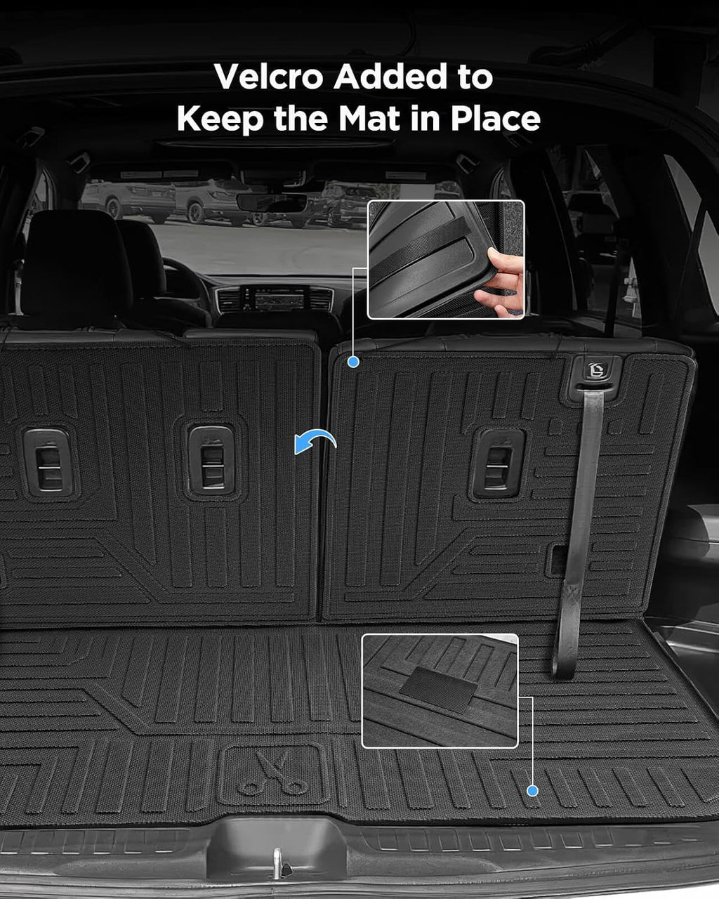 Car Floor Mats for Honda Pilot 2016-2022 8 Seats (No Elite Models), Accessories for Honda Pilot 2016-2022, All Weather Black Rubber Liners for Cars, Custom Fit Trunk Mat Back Seat Cover, 4PCS