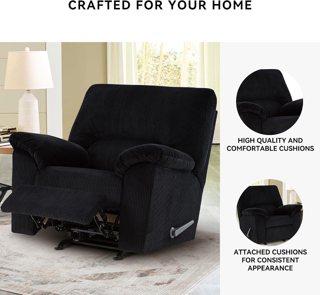 Signature Design by Ashley SimpleJoy Casual Manual Rocker Recliner with Pillow-Top Arms, Black