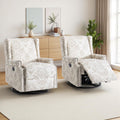 Swivel Rocker Recliner Chairs Set of 2, 360° Swivel Wingback Recliner Chairs for Adults, Upholstered Printed Fabric Glider Rocking Chair with High Back, Deep Seat for Living Romm Bedroom, Beige