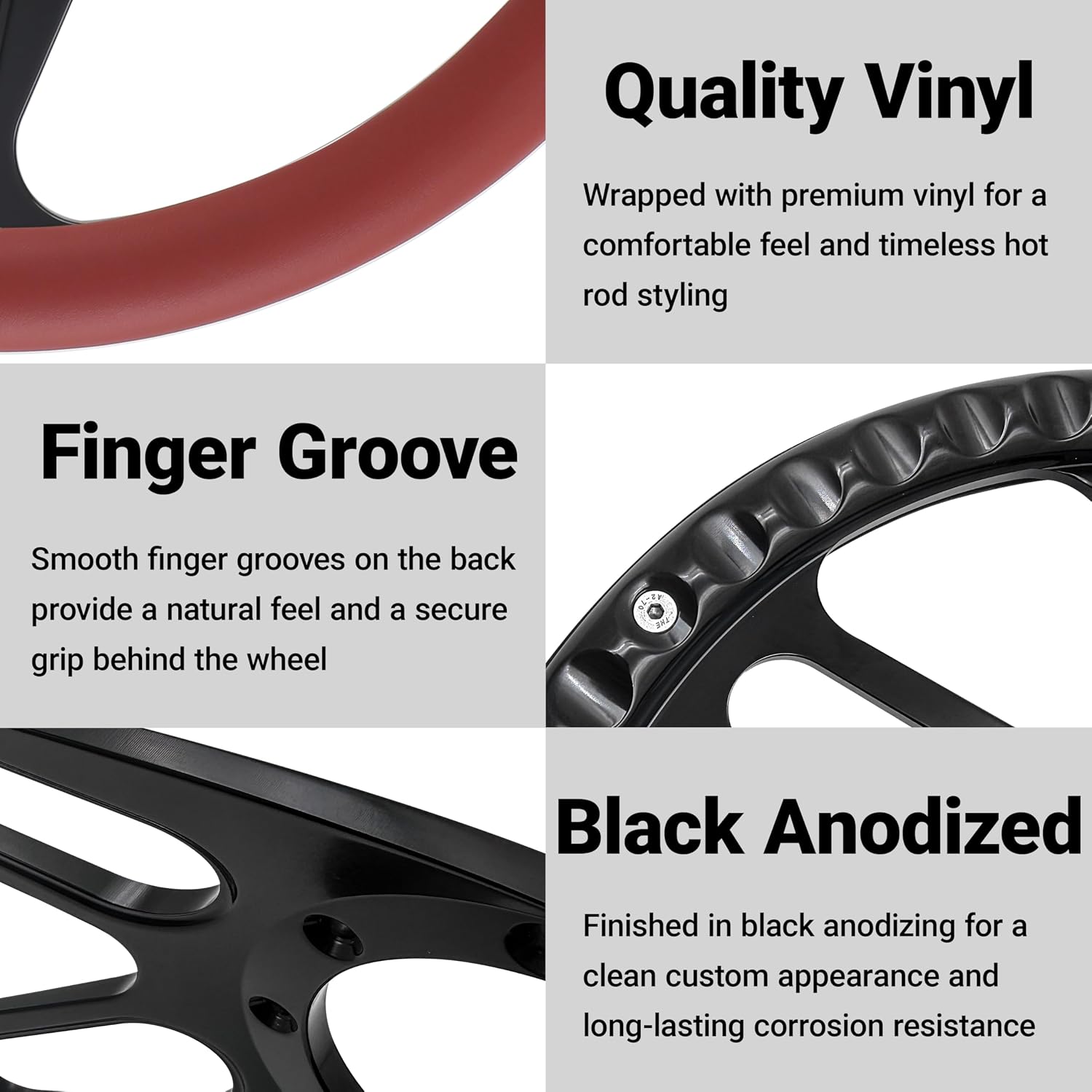 14'' Billet Half Wrap 9 Bolts Steering Wheel with 2'' Dish and Horn Button(Burgundy)
