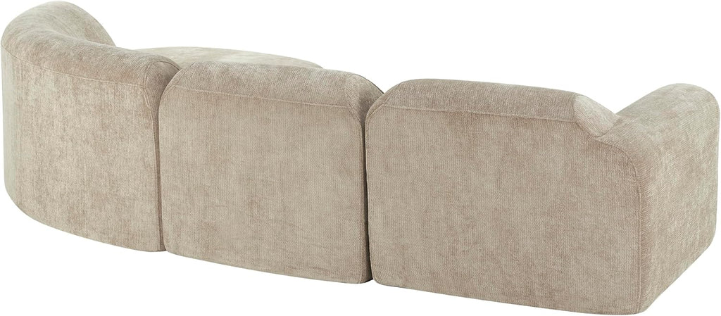 Merax Modern Curved Sectional Sofa with Ottoman, Couch 4-Piece Set High-Density Compressed Sponge, Fully Assembled, Right Hand Facing, Plush Deep Seat for Living Room, Lounge, Apartment, Espresso