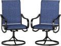 PHI VILLA Patio Swivel Dining Chairs Set of 2, All Weather Outdoor Chair with Textilene Mesh Fabric & Black Metal Frame for Outdoor Lawn Garden Poolside (Blue)