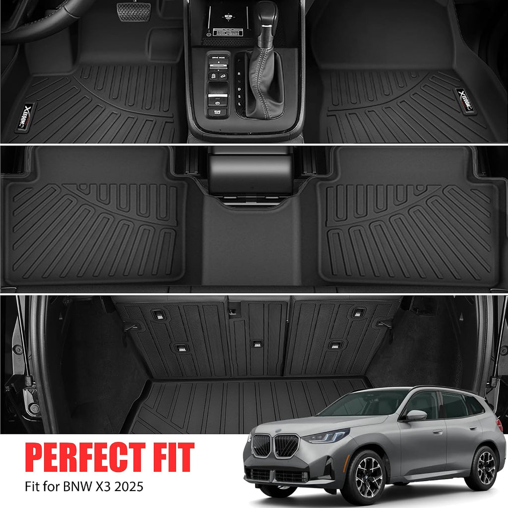 Floor Mats for 2025 2026 BMW X3 Trunk Mat with Backrest Mat All Weather TPE Rubber Floor Liner Set Cargo Liner for 2025 2026 BMW X3 Accessories