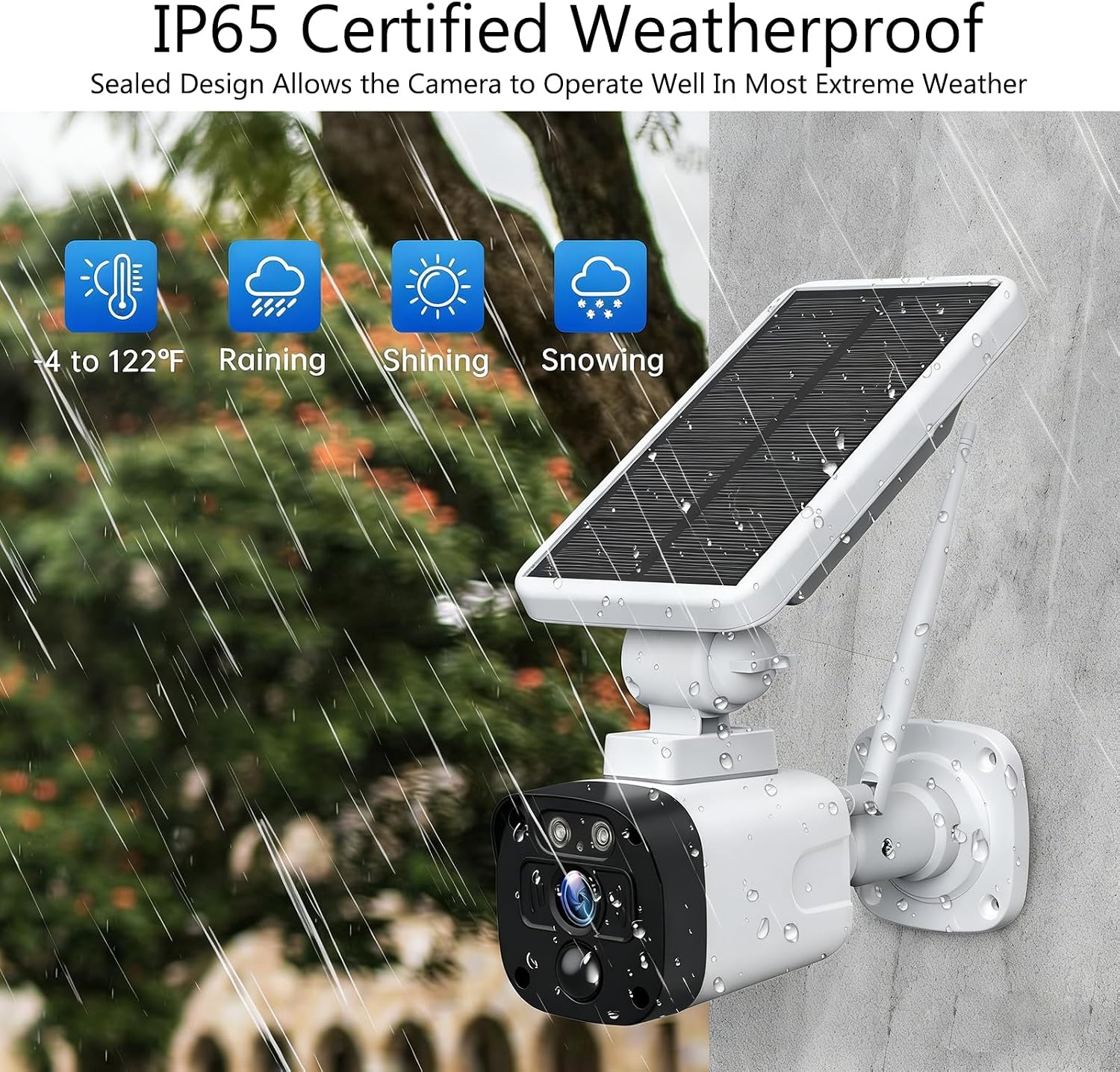 4MP Security Cameras Wireless Outdoor, Powered Solar Camera Outdoor Wireless, 10x Zoom, 120° View, Two-way audio, PIR Motion Detection, 64GB Local Storage, CAMCAMP 4-Cam Kit for Home CCTV Surveillance