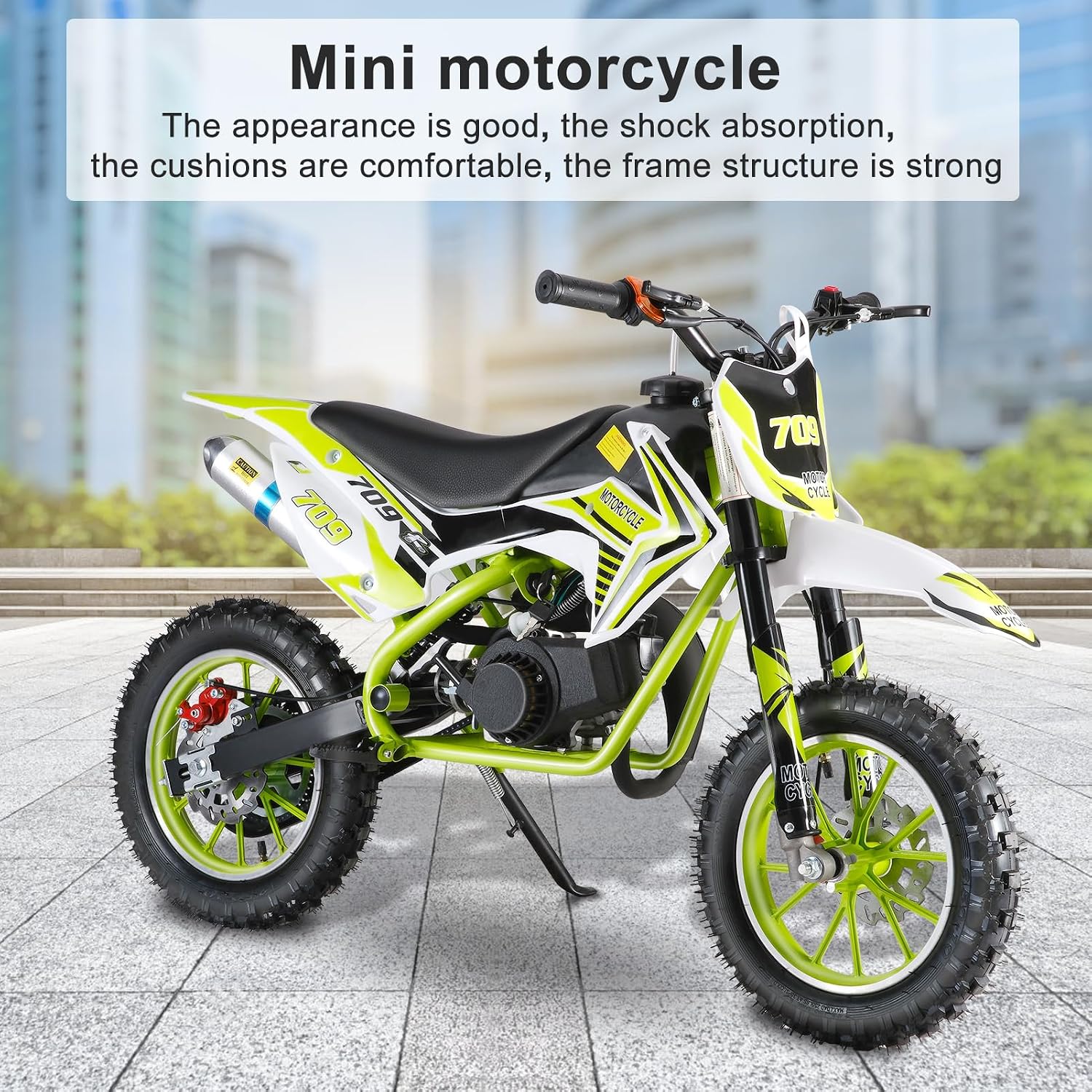 49cc 2-Stroke Kids Dirt Bike, Gas Power Motocross, Off Road Mini Motorcycle, Pocket Motorbike with Front Rear Disc Brakes, Racing Max Speed 30KM/H (Red)