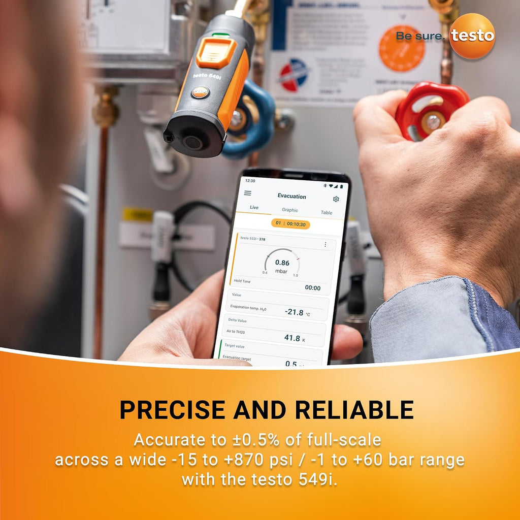 testo Smart Probe Kit - HVAC/R Test & Load Set for Air Conditioning, Refrigeration & Heating System - with 2X 115i Clamp Meter, 2X 549i High Pressure Gauge, 2X 605i Thermohygrometer – with Bluetooth