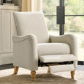 HULALA HOME Farmhouse Recliner Chair with Solid Wood Spindle Legs, Curved Push Back Recliner Armchair with Adjustable Backrest & Footrest, Comfy High Back Lazyboy Single Sofa for Living Room, Linen
