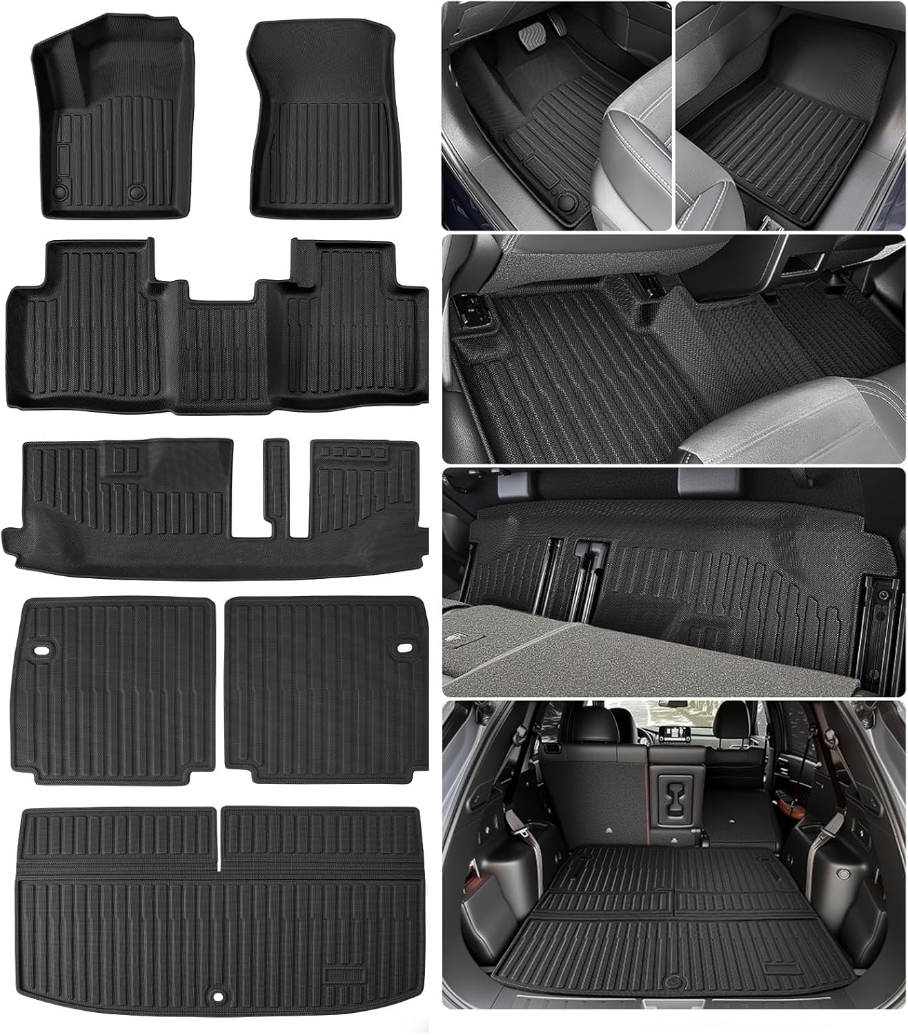 for Mitsubishi Outlander 2022-2025 2026 Floor Mats Cargo Liner (Not Fit PHEV ＆ Sport Models) Trunk Carpet All Weather Heavy Duty TPE Rubber Waterproof Tech Mats for Mitsubishi Outlander 2023 2024