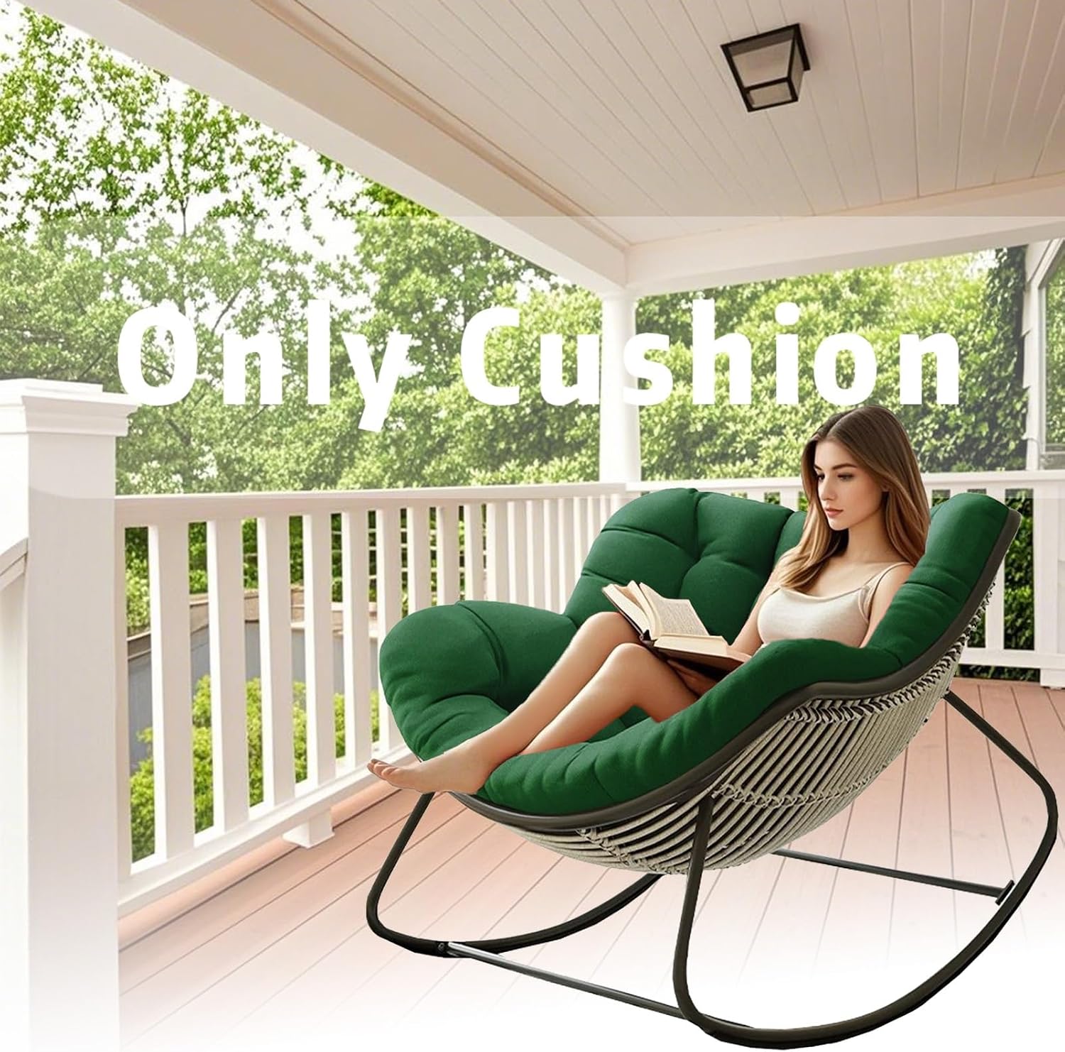 Papasan Rocking Chair Cushion, Royal Chair Cushion, Thicken Patio Rocking Egg Chair Cushion, Extra Large Hammock Chairs Cushions for Garden Lawn Balcony(Only Cushion)