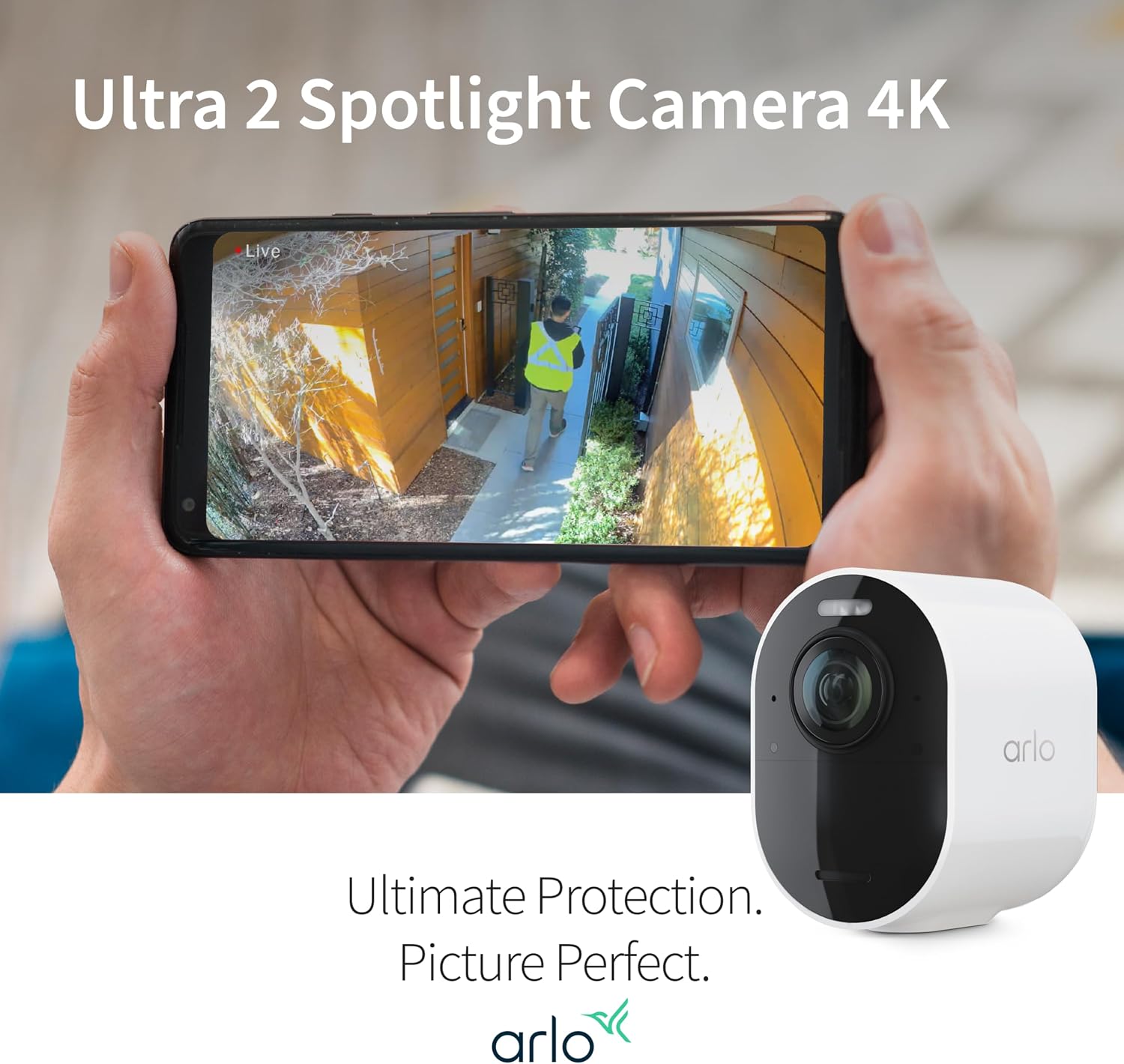 Arlo Ultra Security Outdoor Camera 4K HDR (2nd Gen, 2020 Release) + SmartHub, Battery Power, Emergency Response, AI Event Captions, 1-Month Trial of Secure Plan, 180° Field of View, 2 Cam, Black