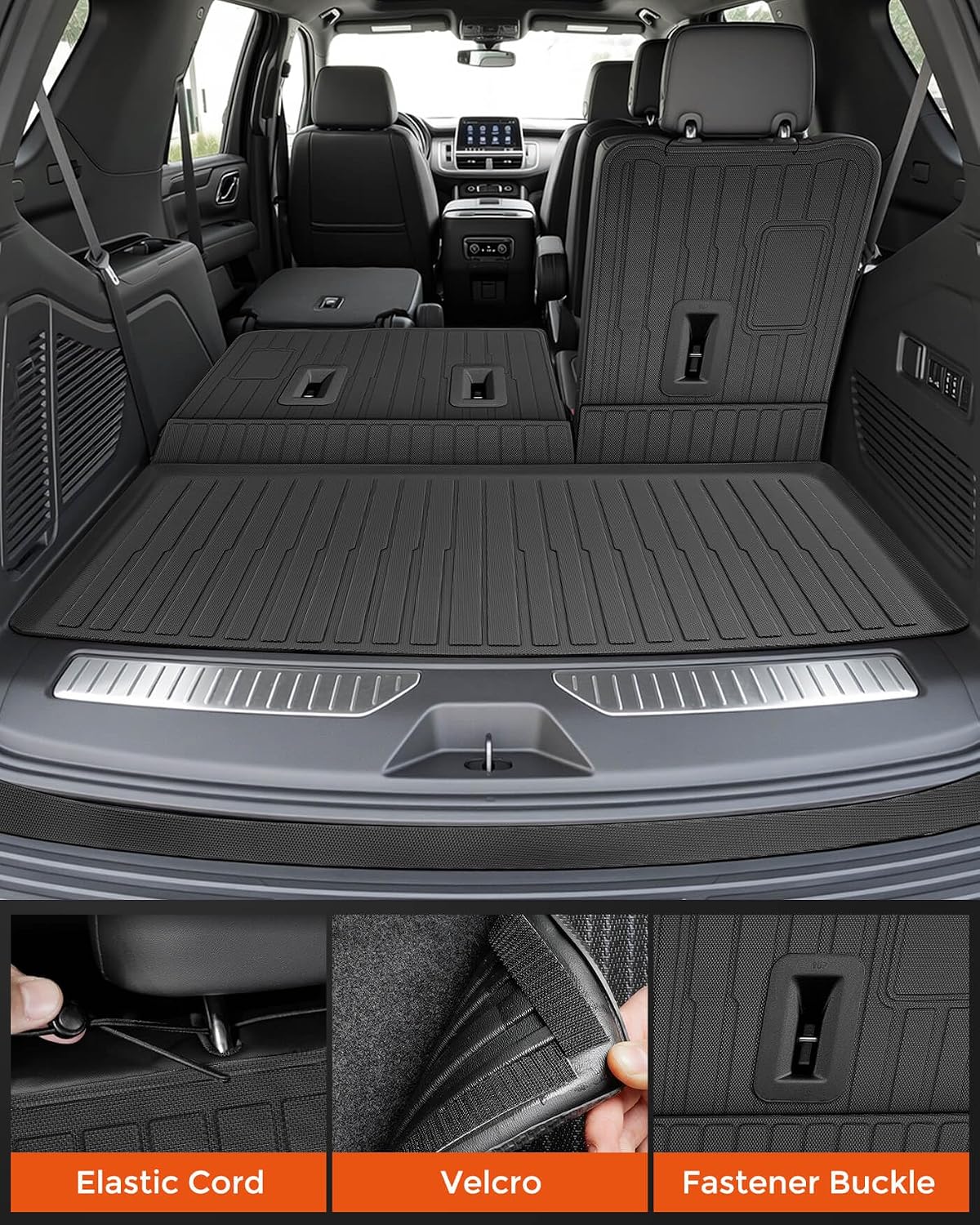 Floor Mats for Chevy Tahoe for GMC Yukon 2021-2026 (Fit 7 Seats), All-Weather Floor Mats, Cargo Liner, Backrest Mats & Door Sill Guards for Tahoe for Yukon Denali Accessories 2021-2025 2026
