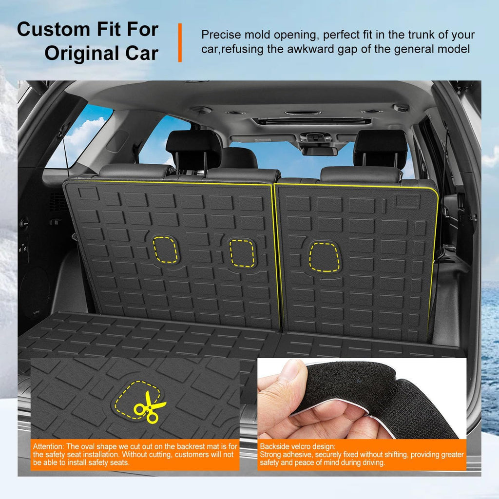 powoq Floor Mats Compatible with 2020-2025 Hyundai Palisade Trunk Mat Backrest Mat 7-Seat Cargo Liner Replacement for Hyundai Palisade Accessories (Trunk Backrest Mat+2nd Backrest Mat+Floor Mat)