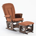 Joli Deluxe Glider Chair and Ottoman Set (Terracotta Fabric and Walnut Frame)