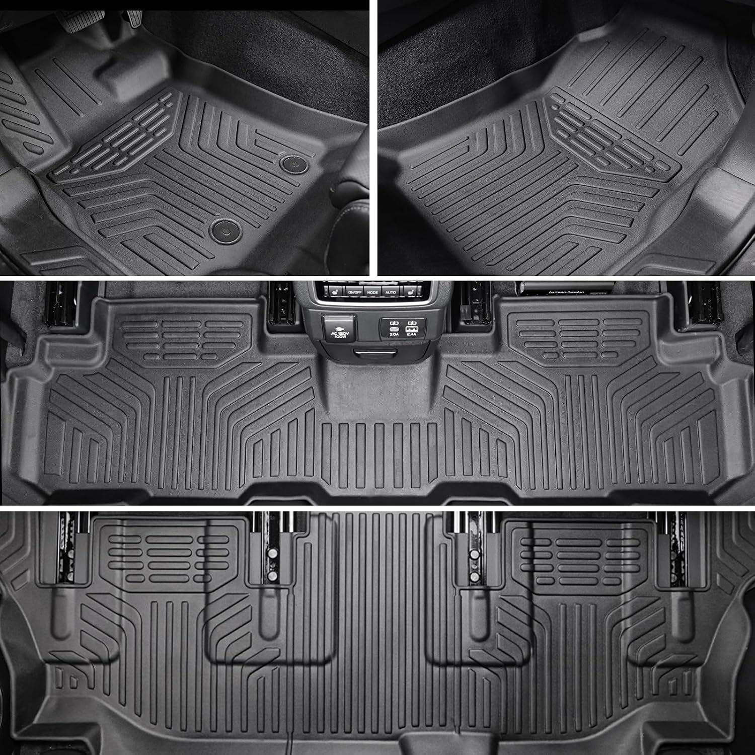 Floor Mats Cargo Mat Backrest Mats Trunk Lower Storage Mat for 2019-2026 Subaru Ascent Accessories, All-Weather TPE Trunk Mat Cargo Liner Door Sill Protector(Floor Mats+2-in-1 Cargo Mat)