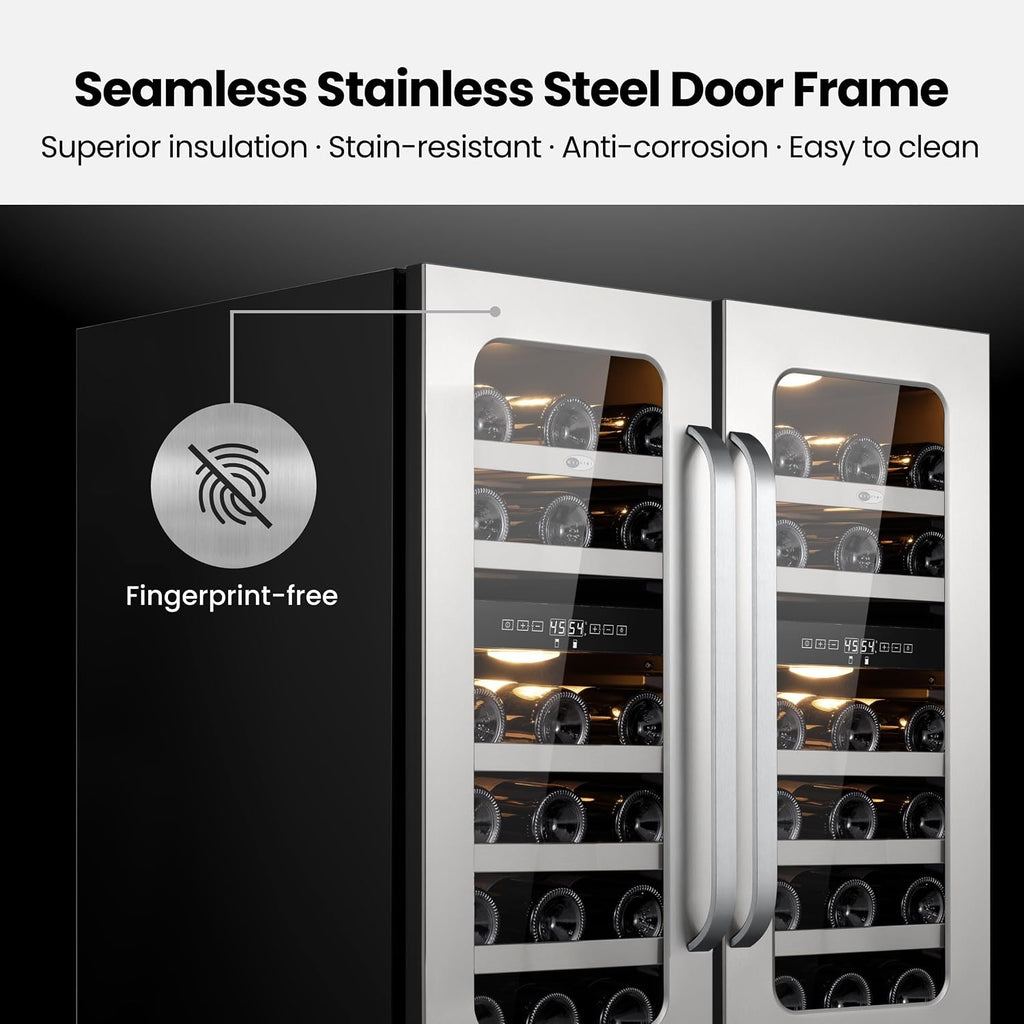 Whynter 29 Bottle Wine Fridge, 30 Inch Dual Zone Wine Cooler Refrigerator, 40-65°F Digital Temperature Control, 3 LED Wine Cellar, Built-in or Freestanding for Home Bar Kitchen Office