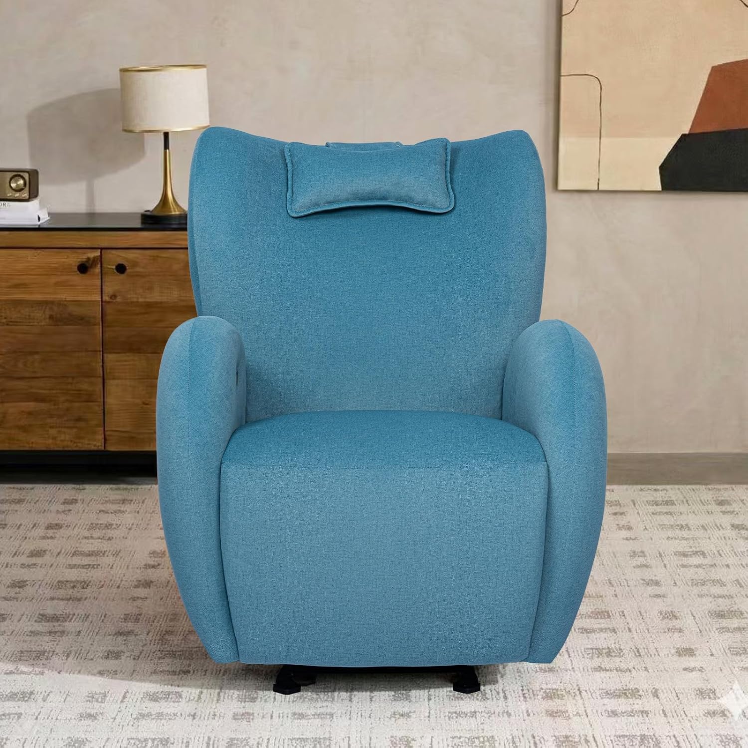 EONIX Stylish Power Glider Rocker Recliner Chair, Dual Motor Independently Controlled Footrest and Backrest, Detachable Headrest, Lazy Boy Recliner Chair for Living Room, SXXY010041, Teal Blue