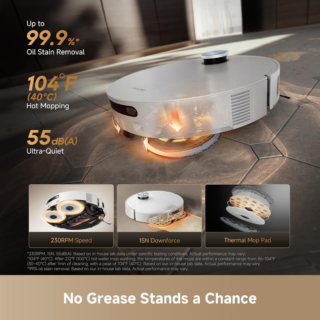 DREAME X60 Ultra Robot Vacuum and Mop, 3.13in Ultra-Thin Design, 3.47in Obstacle Clearing, 35,000Pa Suction, Self Emptying&Refilling, Mop Self-Cleaning, 100% Detangling, 280+Obstacle Avoidance, White