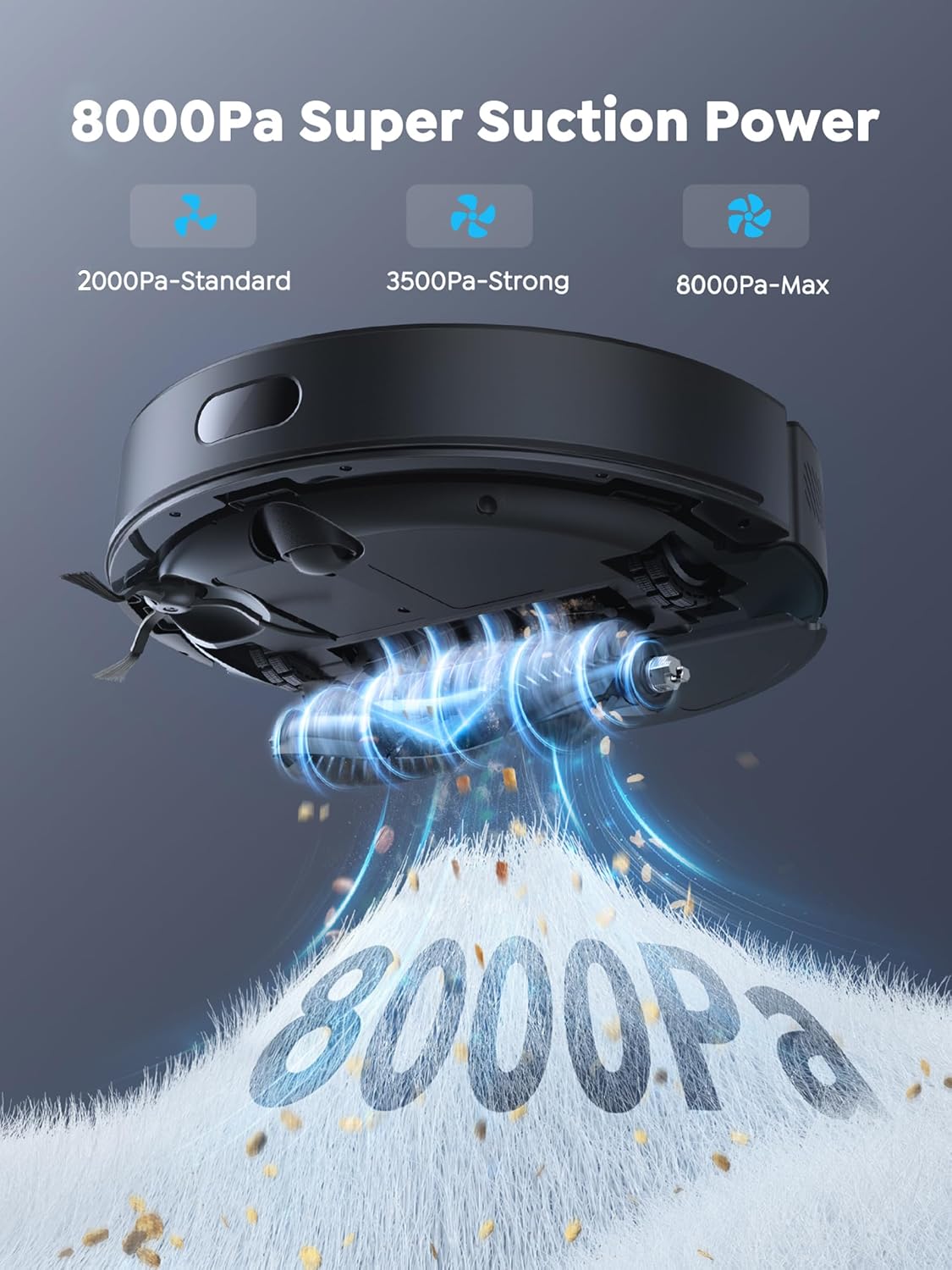 Vyzzle Robot Vacuum and Mop, 4-in-1 Robotic Vacuum Cleaner with Self-Emptying Base, 8000Pa Vacuum Robot with LiDAR Navigation, 60 Days Capacity, Ideal for Pet Hair, Hard Floors, Carpet, E20