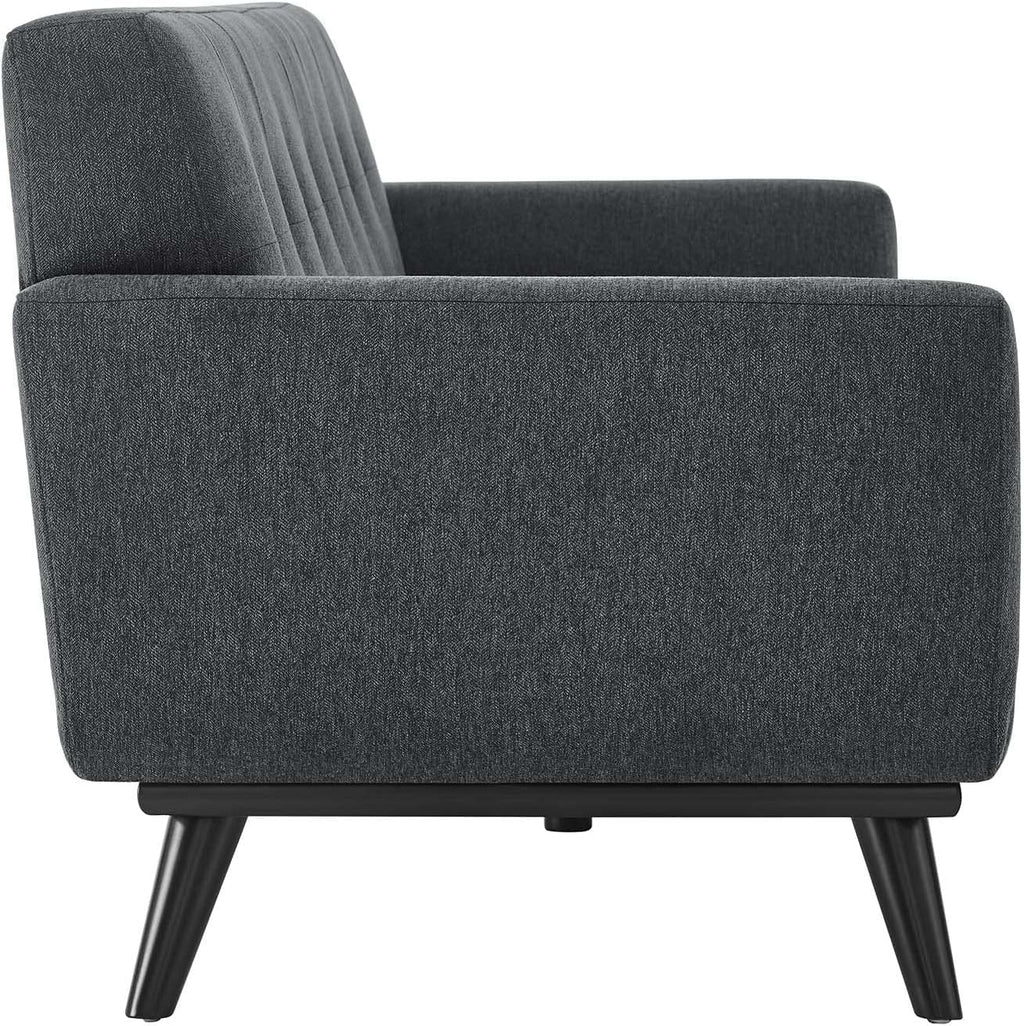 Modway Engage Mid-Century Modern Herringbone Fabric Sofa in Charcoal