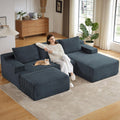 96.1' Modular Sectional Sofa with Ottoman, Modern Corduroy Cloud Couch, Boneless Couch Upholstered 3-Seater U-Shaped Sofa for Living Room, No Assembly (Dark Grey, Right-Facing Chaise)