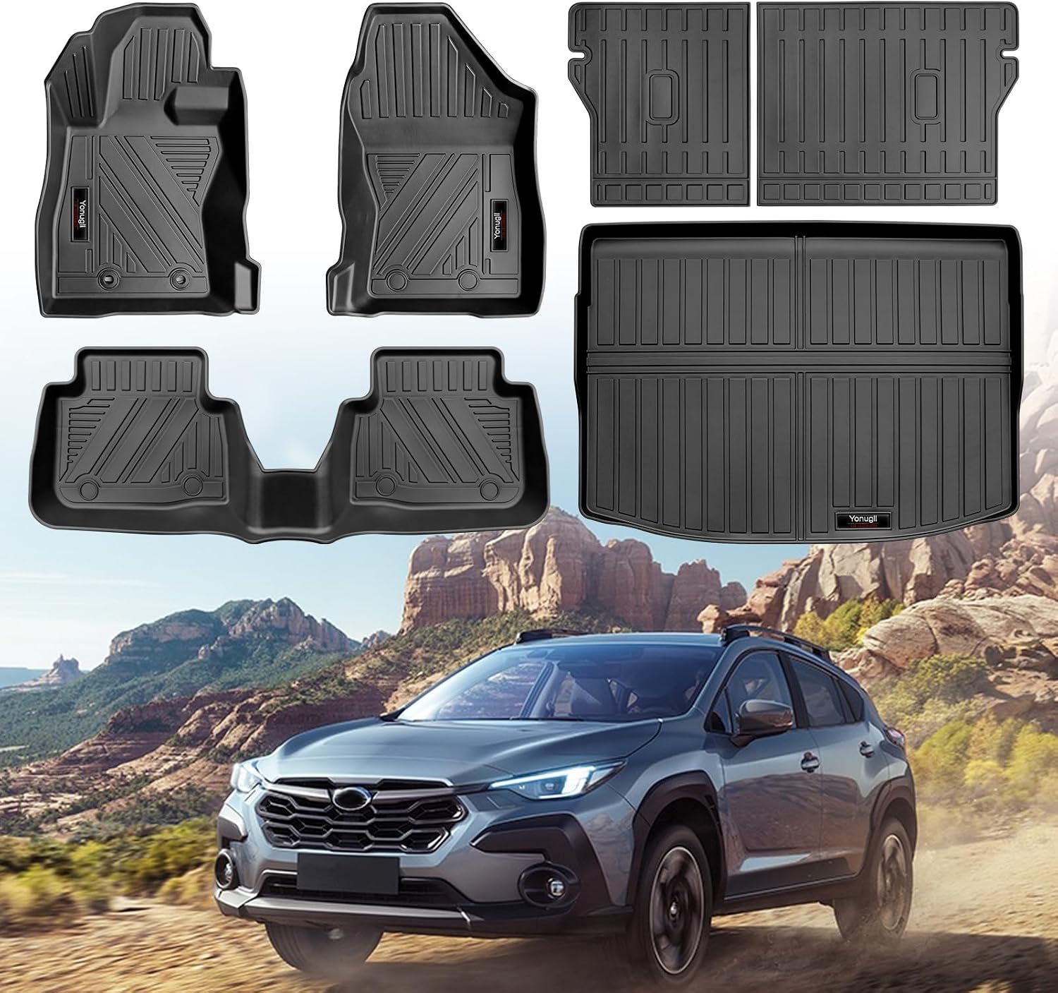 for 2024 2025 2026 Subaru Crosstrek/Impreza Floor Mats Trunk Cargo Liner and Backrest Mat Full Set All Weather TPE Protection Mat fit Crosstrek Impreza Accessories
