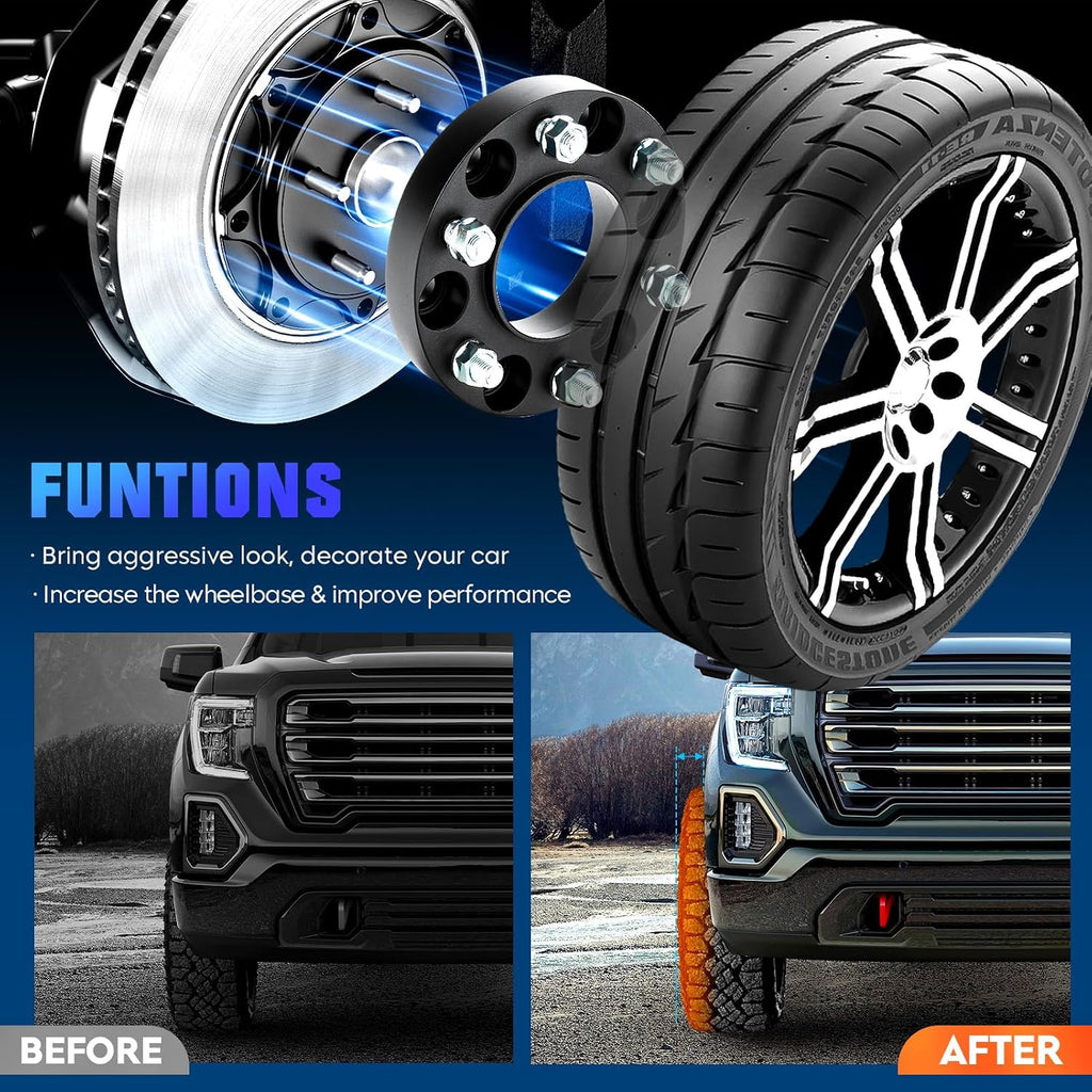 Youxmoto 5X5.5 2inch Wheel Spacers Fit for Ram 1500 2012 2013 2014 2015 2016 2017 2018, 108mm Bore 2'' Wheel Adapters with M14x1.5 Studs, 4PCS