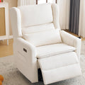 Oversized Swivel Rocker Recliner with Lumbar Cushion,Power Recliner Nursery Chair with Adjustable Headrest,Nursery Glider Recliner for Living Room,White