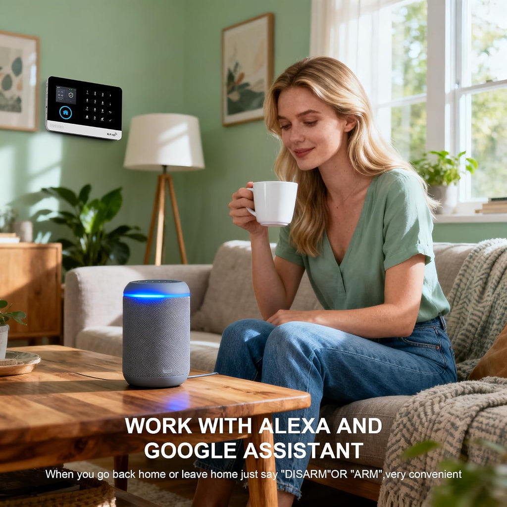 PGST Smart Home Security System,Wireless Home Alarm System with DIY Door Alarm Sensors,3MP HD Security Camera,4G GSM/Tuya App Instant Alerts,Work with Google and Alexa,No Monthly Fee