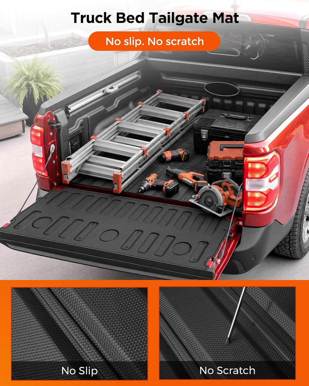 Truck Bed Tailgate Mat & Floor Liners for Ford Maverick Hybrid 2022-2026| Full Set All-Weather Car Rubber Carpet Interior Accessories for Maverick Hybrid 2026 2025 2024 2023 2022 | 9 Pcs