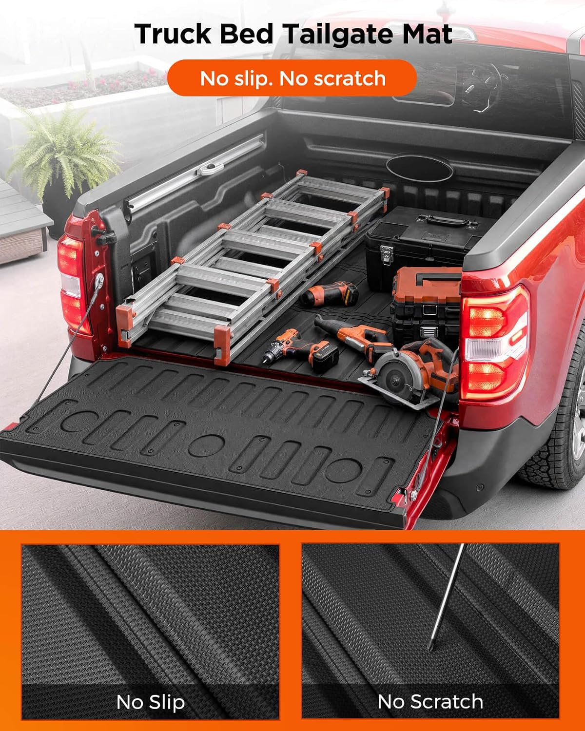 Truck Bed Tailgate Mat & Floor Liners for Ford Maverick Hybrid 2022-2026| Full Set All-Weather Car Rubber Carpet Interior Accessories for Maverick Hybrid 2026 2025 2024 2023 2022 | 9 Pcs
