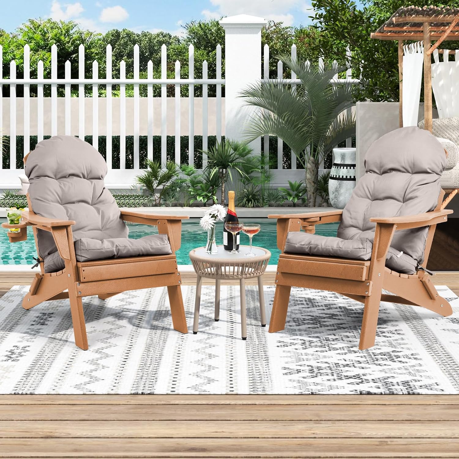 Adirondack Chair Cushions Set of 4, Rocking Chair Cushions High Back, Thickened Patio Chair pad for Indoor and Outdoor, 44''L x 19''W x 4''H
