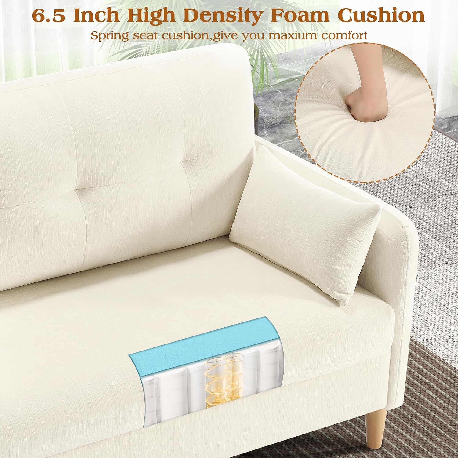 Hanherry Loveseat Sofa, 47' Small Couch for Living Room, Comfy Chenille Fabric Love Seat for Bedroom withThrow Pillow,Removable Cushion Cover,Couches for Small Space,Apartment,Dorm