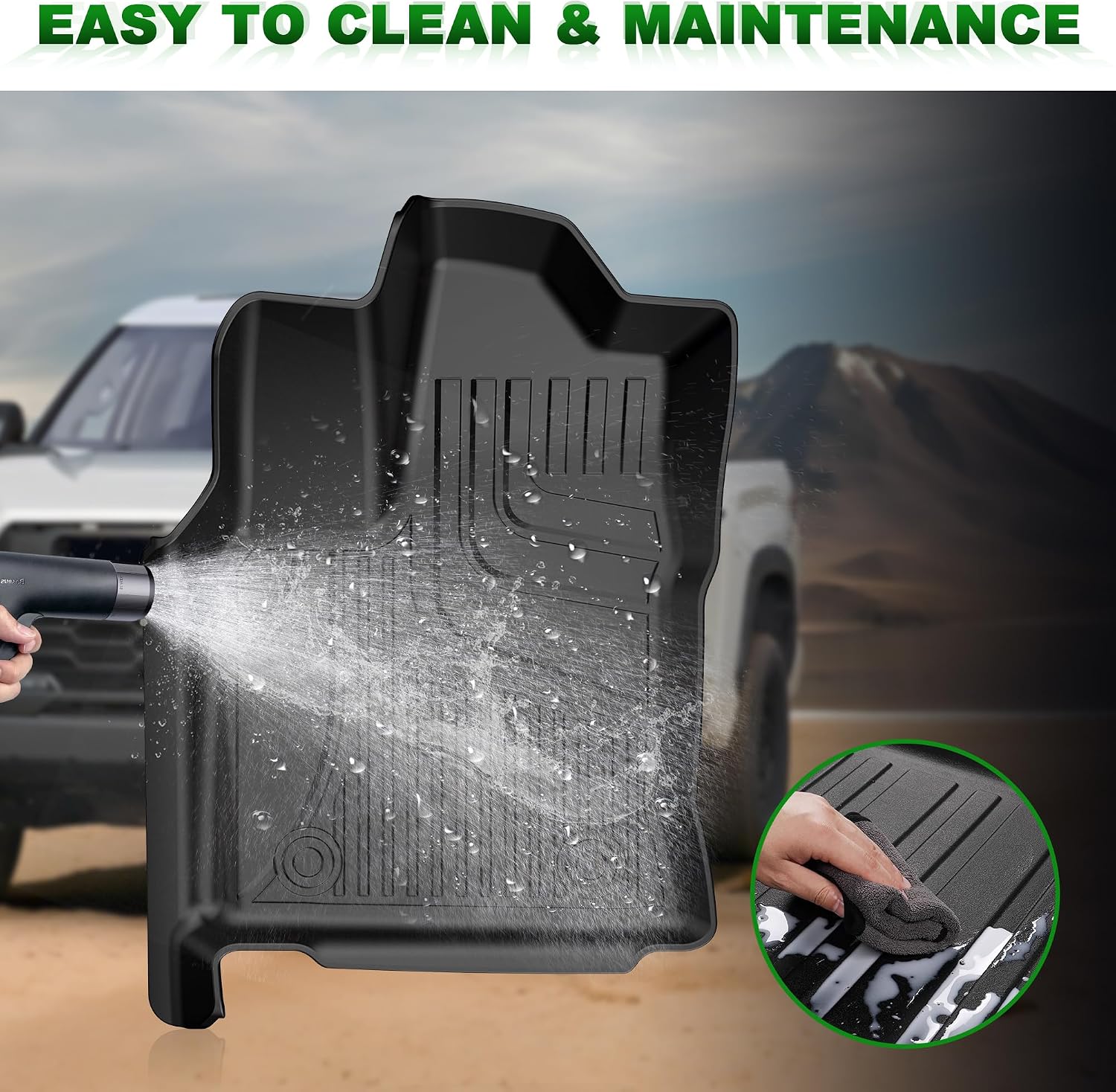AOMSAZTO Floor Mats for 2022-2026 Toyota Tundra/Tundra Hybrid (Only CrewMax Cab) 5.5FT Truck Bed Mat - All Weather Protection Floor Liners & Bed Liner Set Accessories