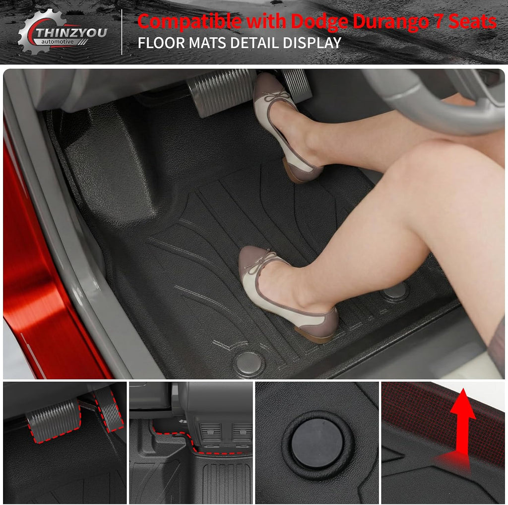 Floor Mats Compatible with 2016-2025 2026 Dodge Durango 7 Seats Cargo Mat Back Seat Cover Protector 2024 Durango Accessories (Fit 7 Seats, 3rd Row Backrest Mats+Trunk Mat+Floor Mats)
