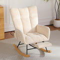Rocking Chair Nursery with Airbag, Comfy Modern Nursery Rocking Reading Chair Indoor with Footrest, Cozy Upholstered Glider Rocker Chairs for Living Room Bedroom Offices(Chenille, Beige)