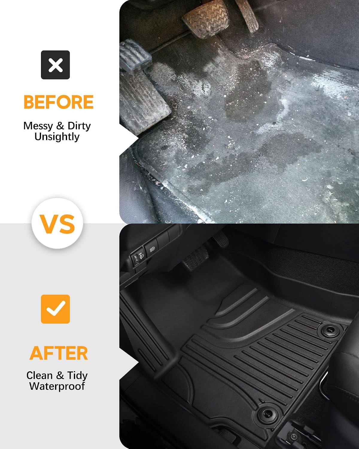 Floor Mats & Cargo Mat & Backrest Mat for Honda Passport 2019-2025 | All Weather Custom Fit Car Floor Liner, 1st & 2nd Row & Trunk Mat, Black (EX-L/TrailSport/Elite/Touring/Sport/Black Edition)