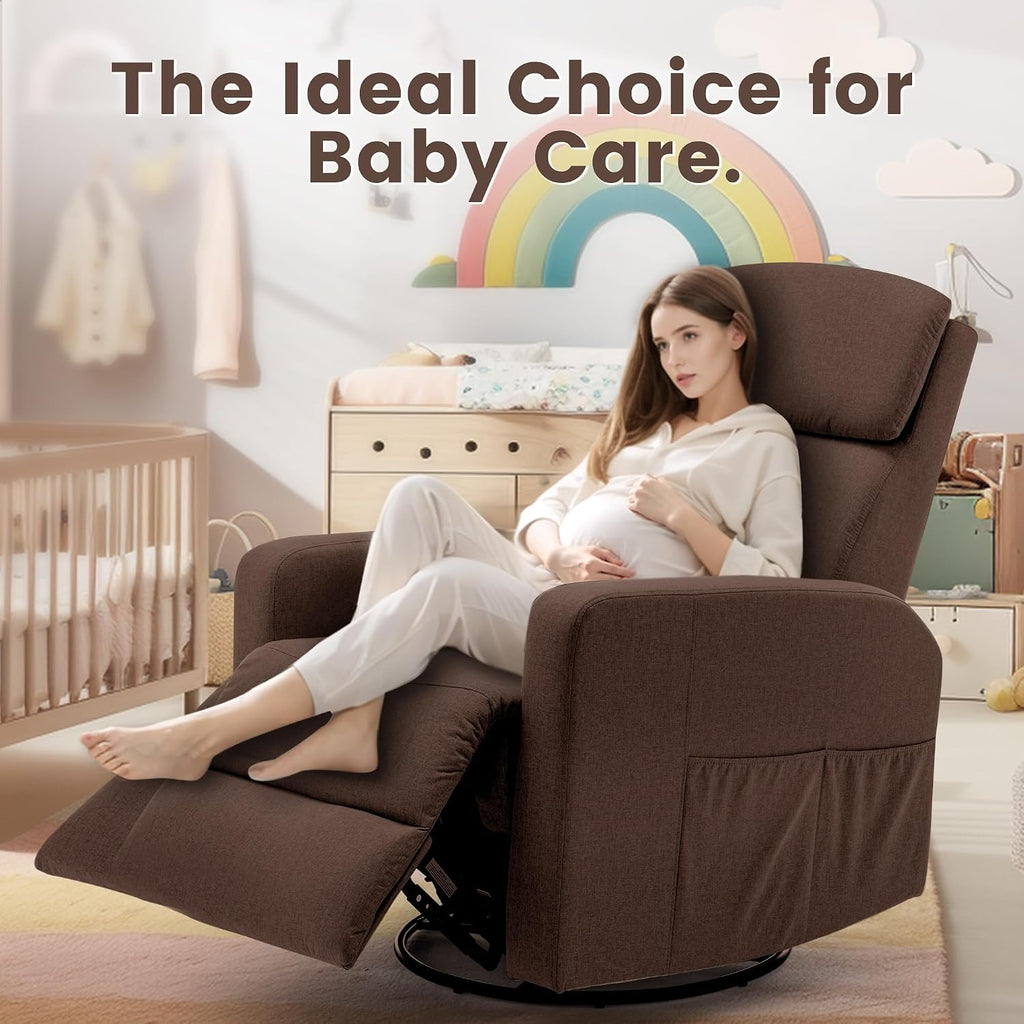 Korser Power Swivel Recliner Chairs for Adults, Electric Glider Rocking Chair Nursery, Glider Recliner Nursery Chair with Classified Side Pocket, Nursery Rocking Chairs with USB and Type-C Ports