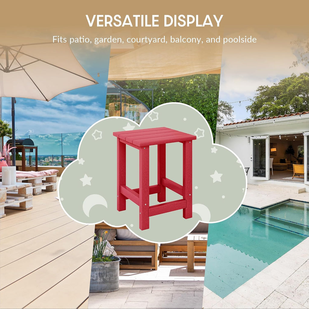 WestinTrends Malibu 3-Piece Kids Outdoor Rocking Chairs Set with Kids Square Side Table, Red