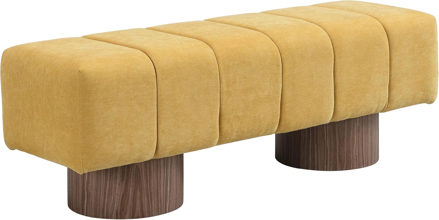 Christopher Knight Home Manila 50' Chenille Fabric Dining Bench for 2 People, Upholstery Ottoman Bench, End of Bed Footstool, Living Room Sofa Extra Seat/Footrest, No Assembly Needed, Mustard Yellow
