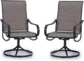 PHI VILLA Patio Swivel Dining Chairs Set of 2, Outdoor Metal Chair with Textilene Mesh Fabric, Patio Chair with Armrest, Black Frame for Patio Deck Garden