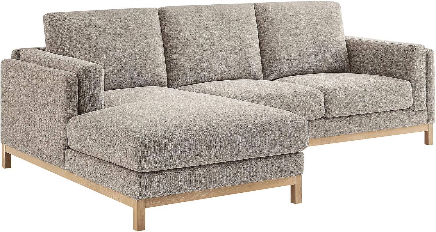 Modway Roscoe Left-Facing Sectional Sofa with Chaise in Pewter - 2-Piece Mélange Chenille Fabric Deep Seat Couch, L Shaped Modular for Living Room or Lounge