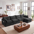 Vesgantti 143' L Shaped Modular Sectional Couch, Comfy Corduroy Upholstered Cloud Couches for Living Room, Modern 3 Seater Sofa with Movable Ottoman & Throw Pillows, Dark Grey