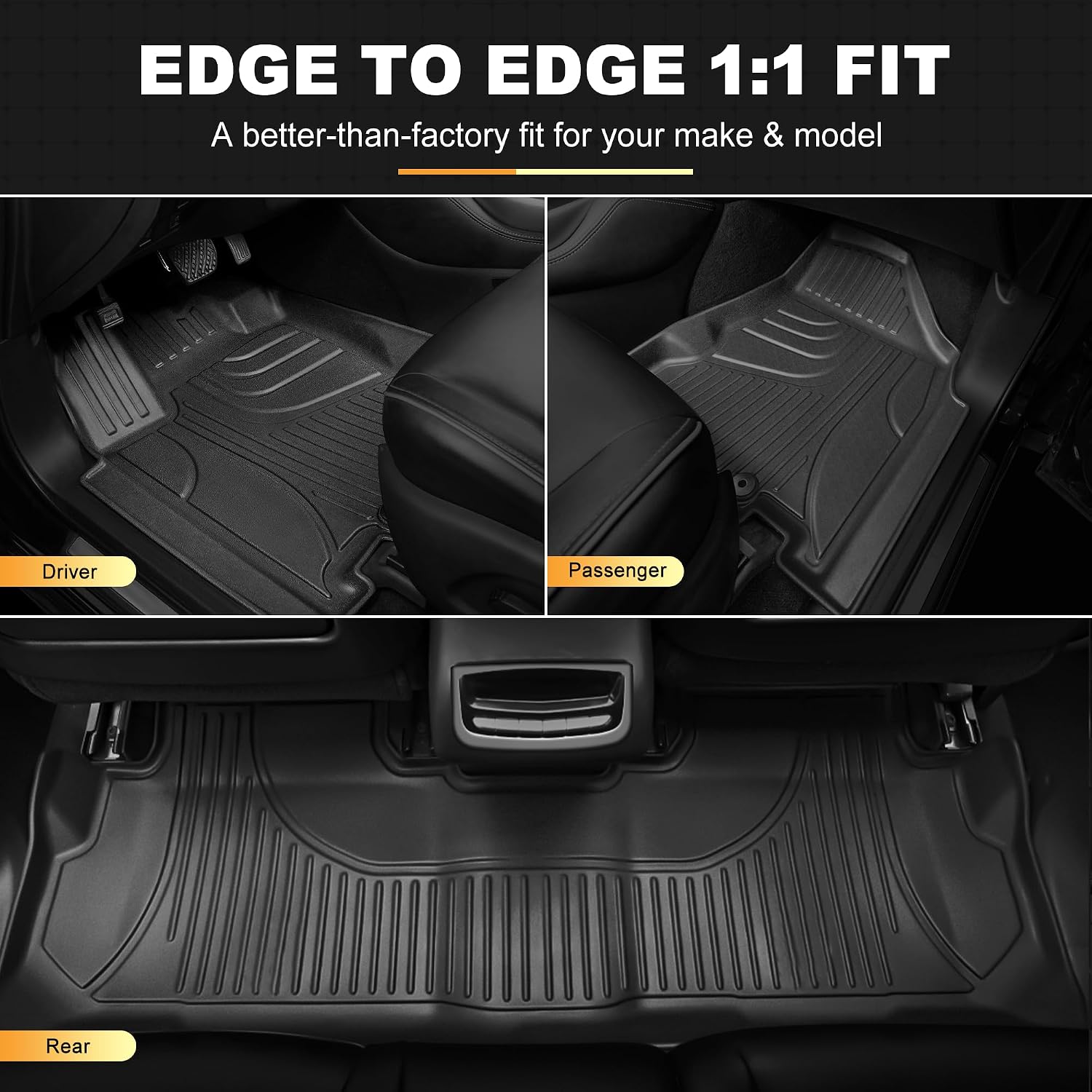 Floor Mats & Cargo Liner Fit for Honda Odyssey 2018-2026 Mini Passenger Van | All Weather TPE Car Floor Liners-1st & 2nd & 3rd Row & Cargo Mat Full Set