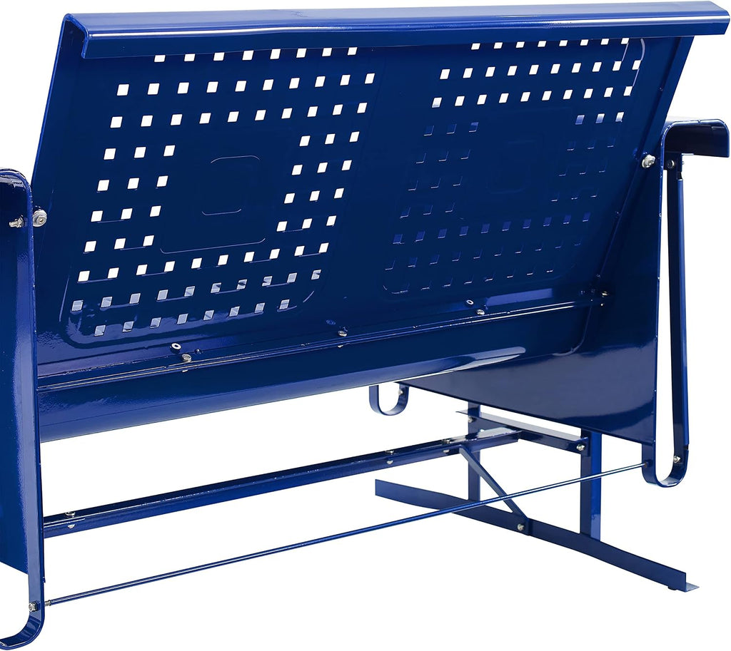 Crosley Furniture Bates Retro Metal Outdoor Sofa Glider, 3-Person Rocking Patio Bench for Porch, Deck, Navy Gloss